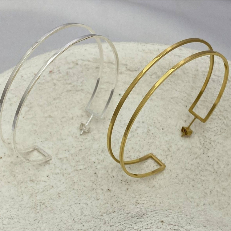 گوشواره استیل زنانه طرح هندسی نیم دایره رنگ ثابت کد tj (پس کرایه)