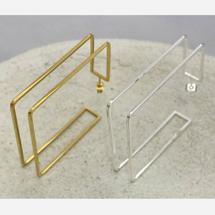 گوشواره استیل زنانه طرح هندسی رنگ ثابت کد tj (پس کرایه)
