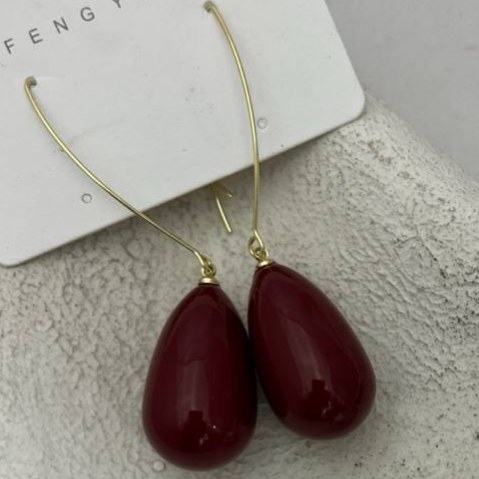 گوشواره آبکاری نقره طرح آویز اشک رنگ ثابت کد tj (پس کرایه)