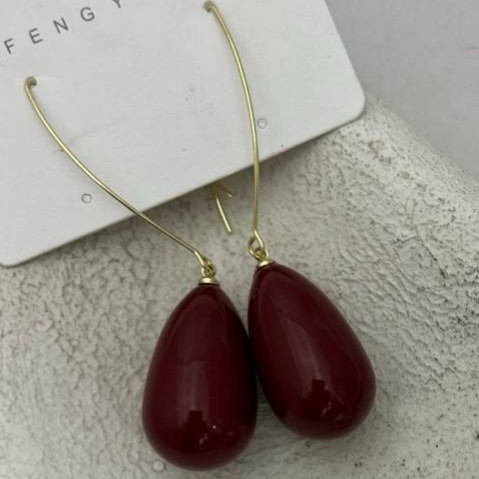 گوشواره آبکاری نقره طرح آویز اشک رنگ ثابت کد tj (پس کرایه)