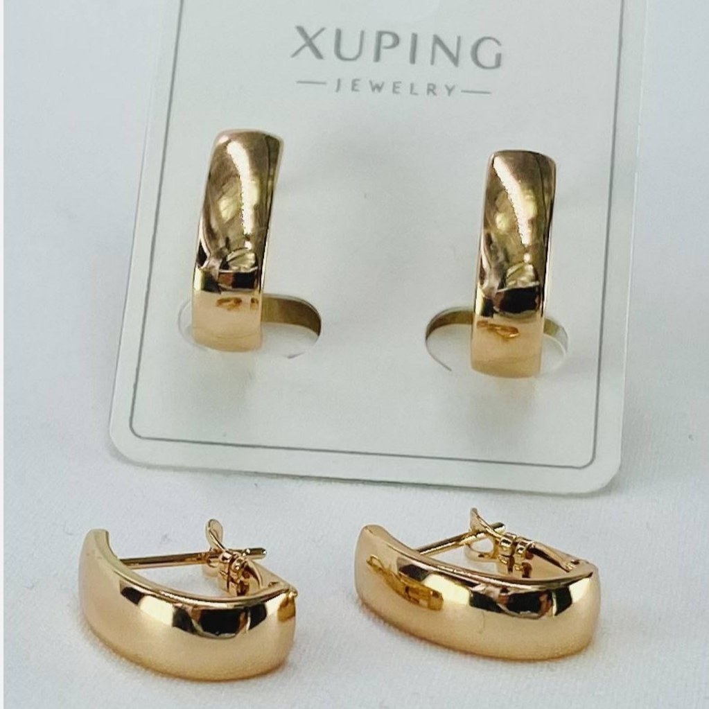 گوشواره زنانه ژوپینگ مدل حلقه ای پهن آینه ای  رنگ ثابت کد gy