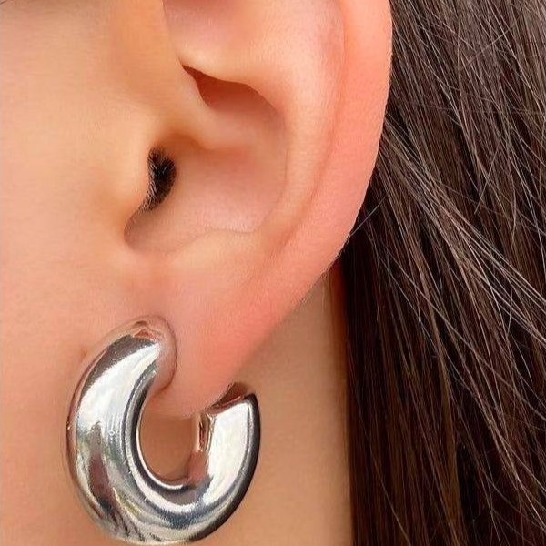 گوشواره زنانه مدل مینیمال حلقه ای آینه ای  رنگ ثابت کد gy