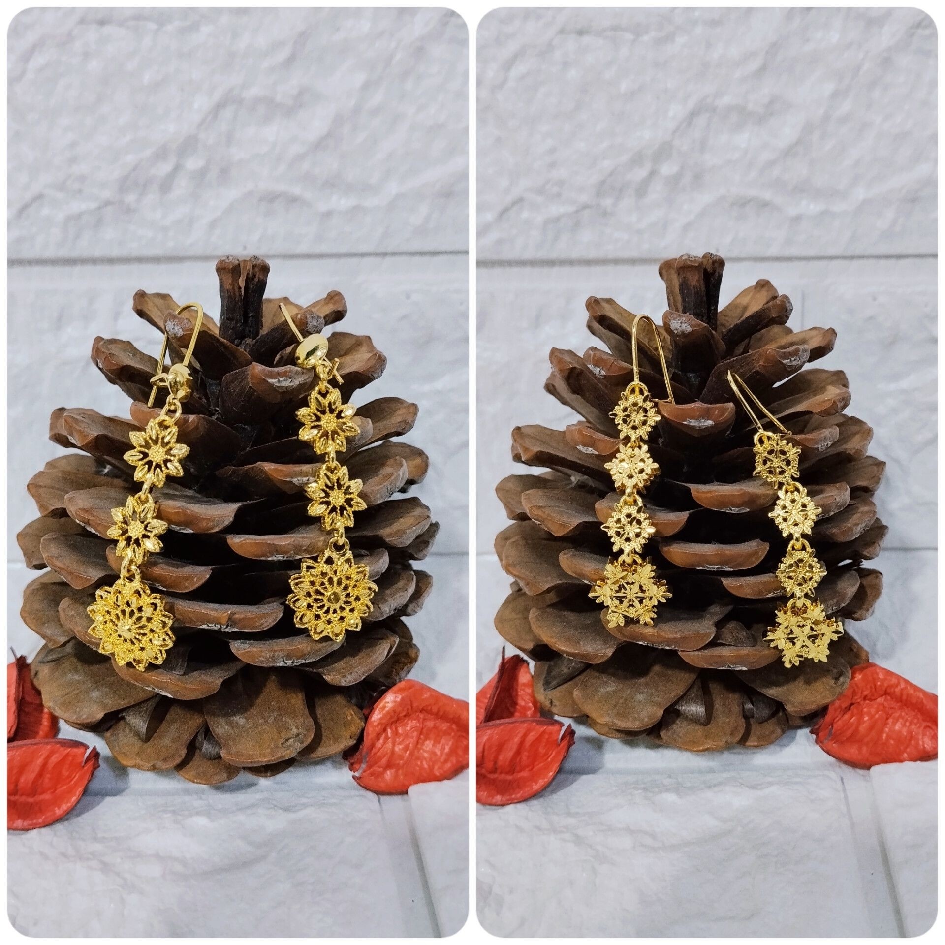 گوشواره طلاروس رنگ ثابت طرح طلا