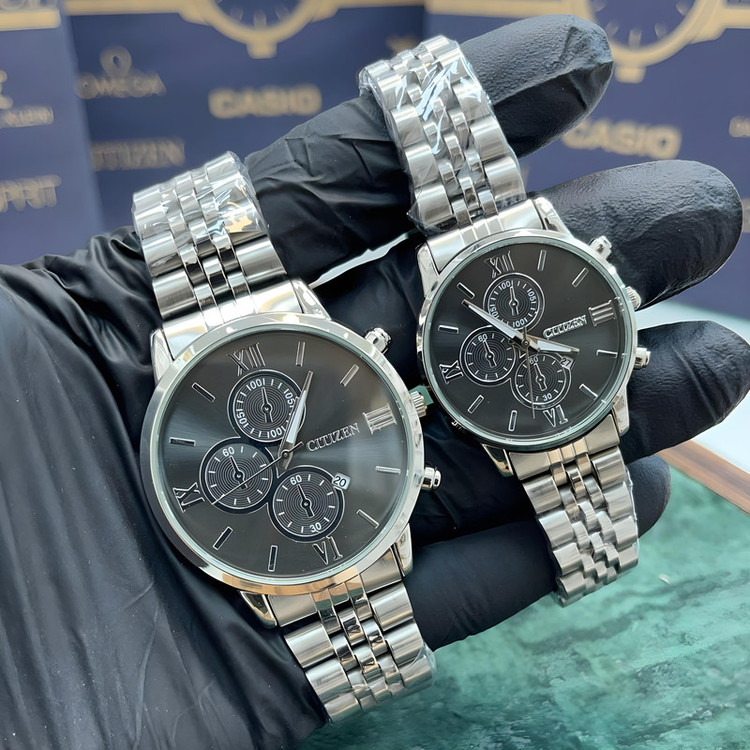ست ساعت مچی عقربه ای زنانه و مردانه مدل تک موتوره کلاسیک کد 1