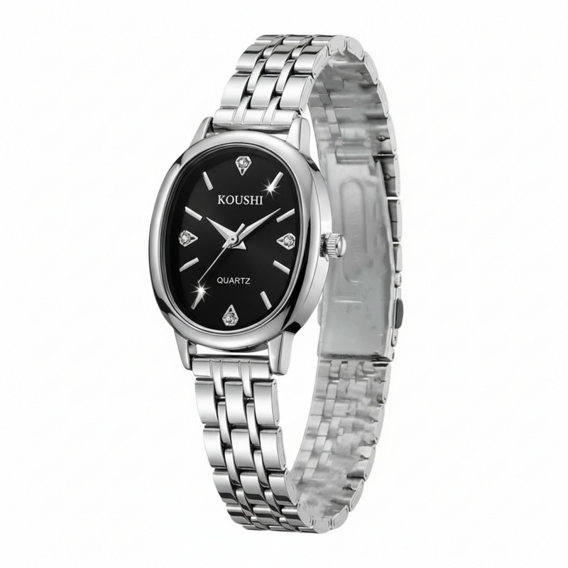 ساعت مچی عقربه‌ای کوارتز زنانه کوشی  مدل لوکس کلاسیک بند طرح بافت کد SH002