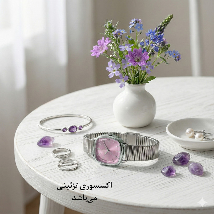 ساعت مچی عقربهای کوارتز زنانه مدل مینیمال اسپرت لوکس بند کرکره ای نرم کد Ro3