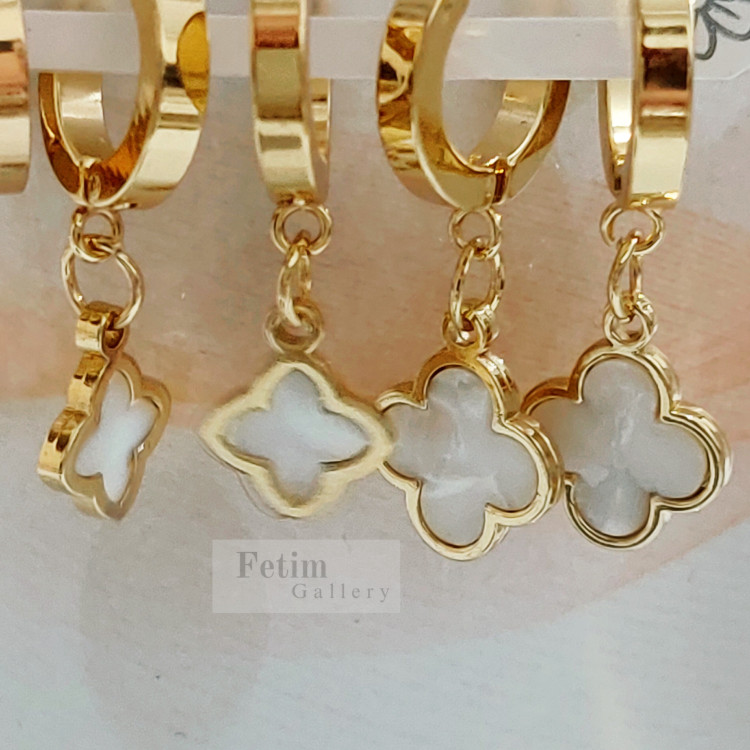 گوشواره ونکلیف سه جفتی استیل رنگ ثابت