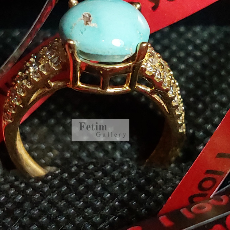 انگشتر فیروزه اصل نیشابور رکاب طلاروس کد05