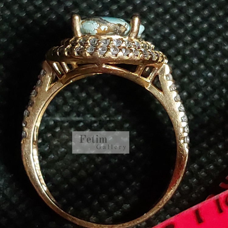انگشتر فیروزه اصل نیشابور رکاب طلاروس کد06