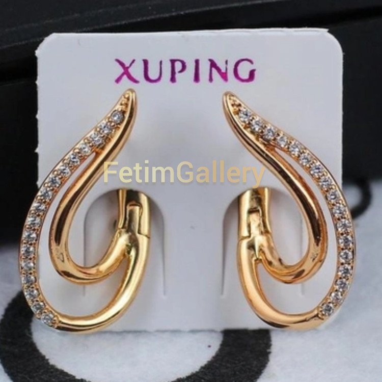 گوشواره ژوپینگ اصل اشکی نگین دار