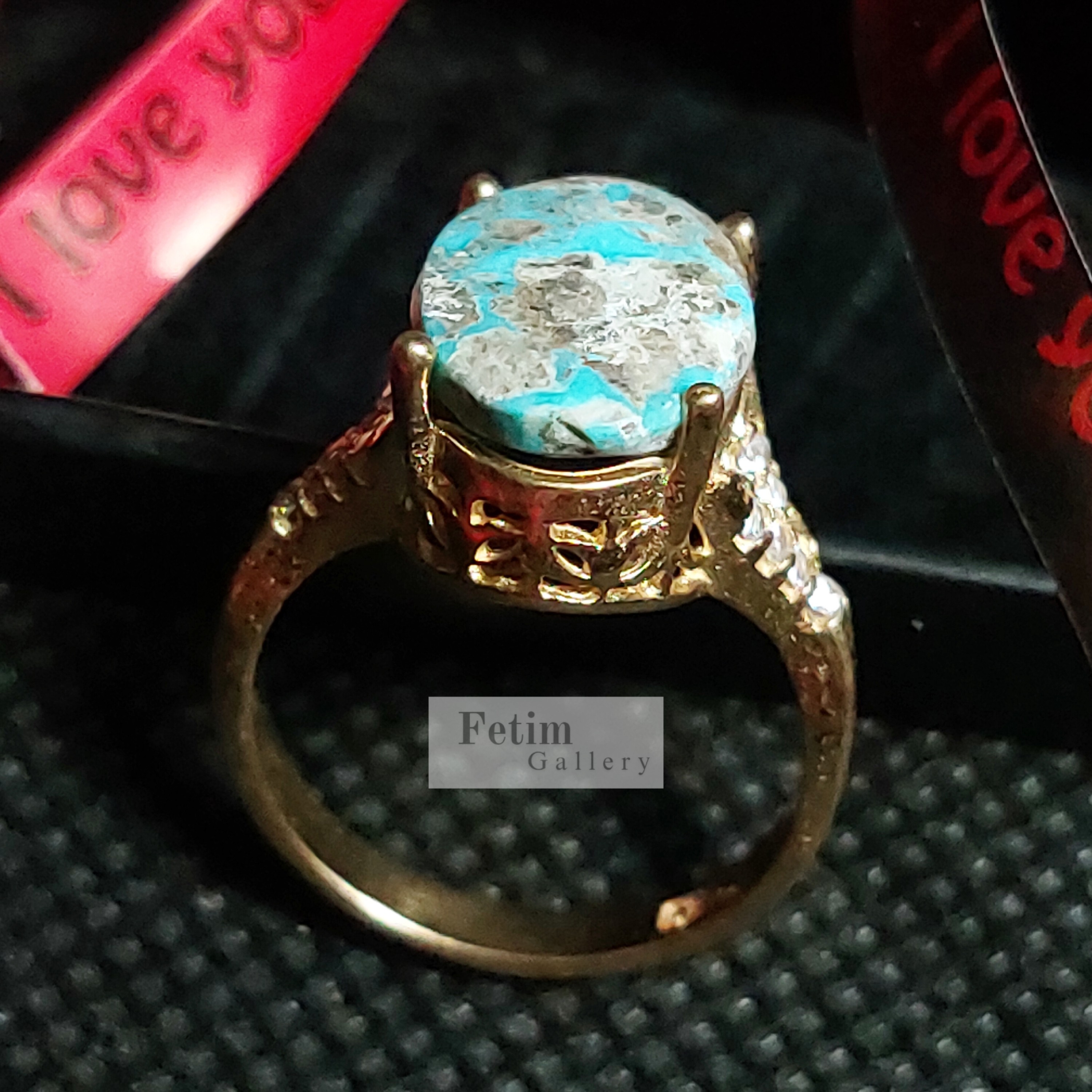 انگشتر فیروزه اصل نیشابور رکاب طلاروس کد01
