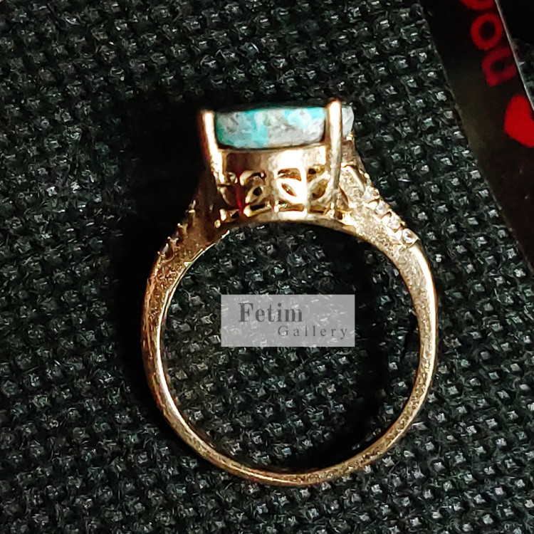 انگشتر فیروزه اصل نیشابور رکاب طلاروس کد01