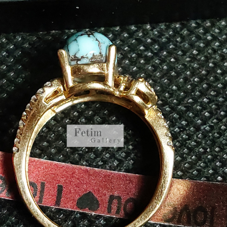انگشتر فیروزه اصل نیشابور رکاب طلاروس کد09