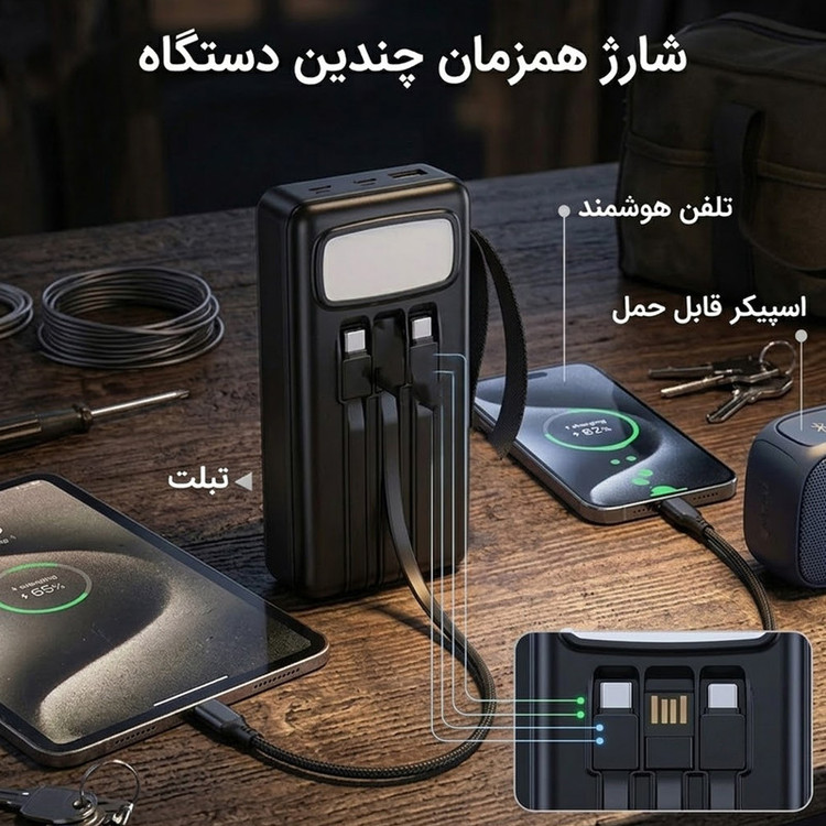 پاوربانک 22.5 وات یوشیتا مدل YP-040 ظرفیت 30000 میلیآمپرساعت به همراه کابل USB-A به USB-C