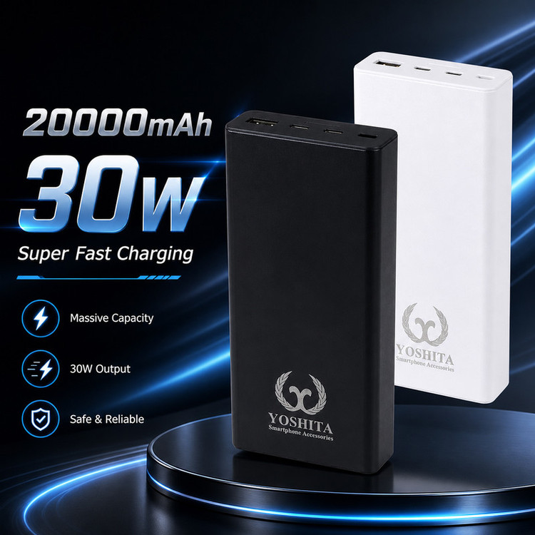 پاوربانک 30 وات یوشیتا مدل YP-001 ظرفیت 20000 میلیآمپرساعت به همراه یک عدد کابل USB-A به USB-C