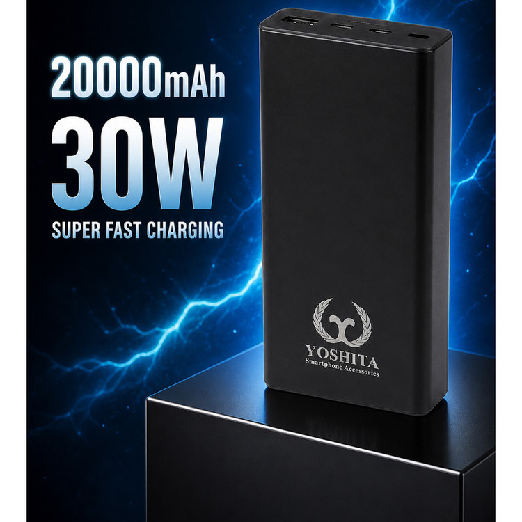 پاوربانک 30 وات یوشیتا مدل YP-001 ظرفیت 20000 میلیآمپرساعت به همراه یک عدد کابل USB-A به USB-C