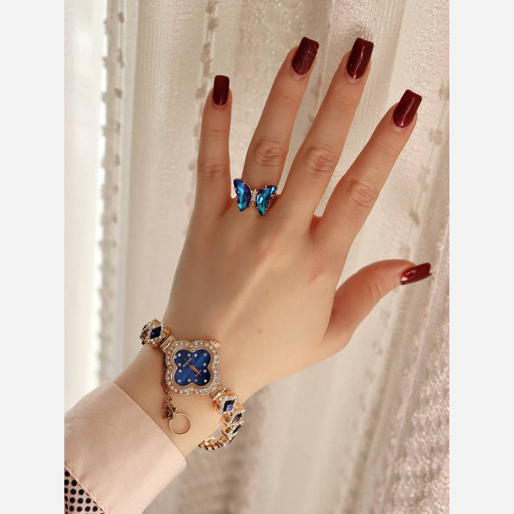 ست ساعت و انگشتر طرح پروانه با ساعت طرح ونکلیف مارک ZIDO