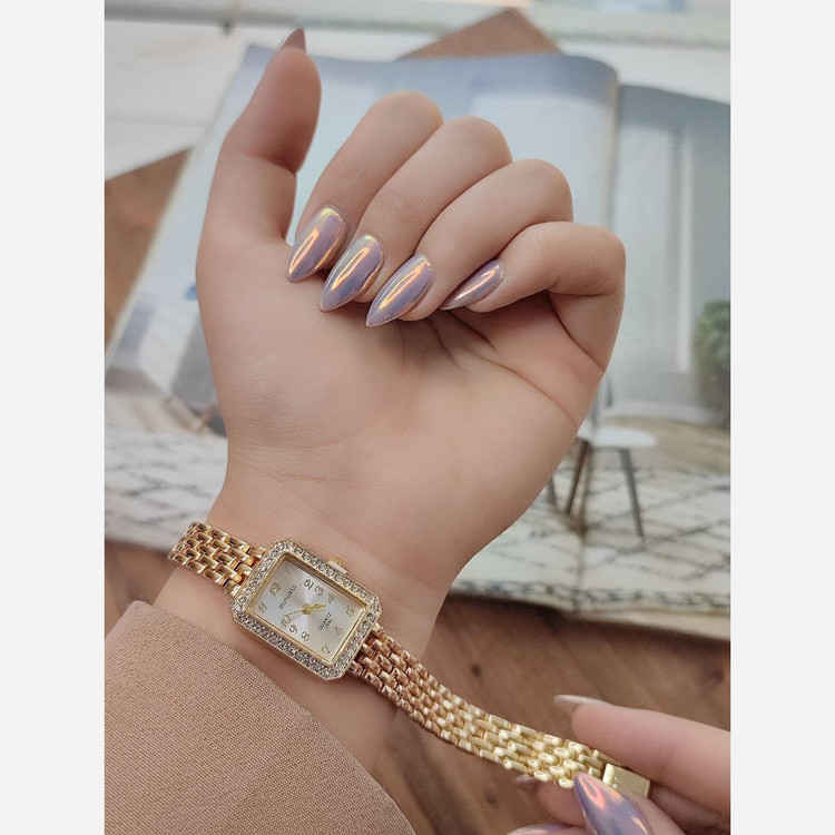 ساعت دخترانه و زنانه مارکHUNGRUI صفحه گرد و مستطیل دور نگین و ساده