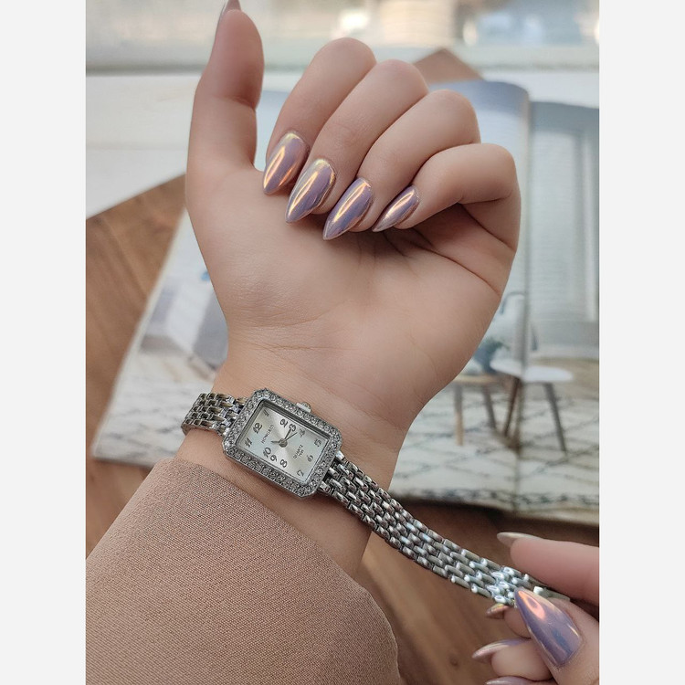 ساعت دخترانه و زنانه مارکHUNGRUI صفحه گرد و مستطیل دور نگین و ساده
