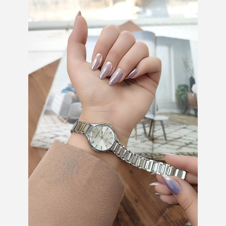 ساعت دخترانه و زنانه مارکHUNGRUI صفحه گرد و مستطیل دور نگین و ساده