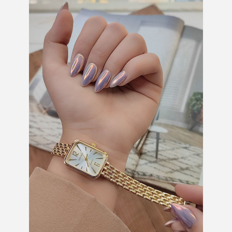 ساعت دخترانه و زنانه مارکHUNGRUI صفحه گرد و مستطیل دور نگین و ساده
