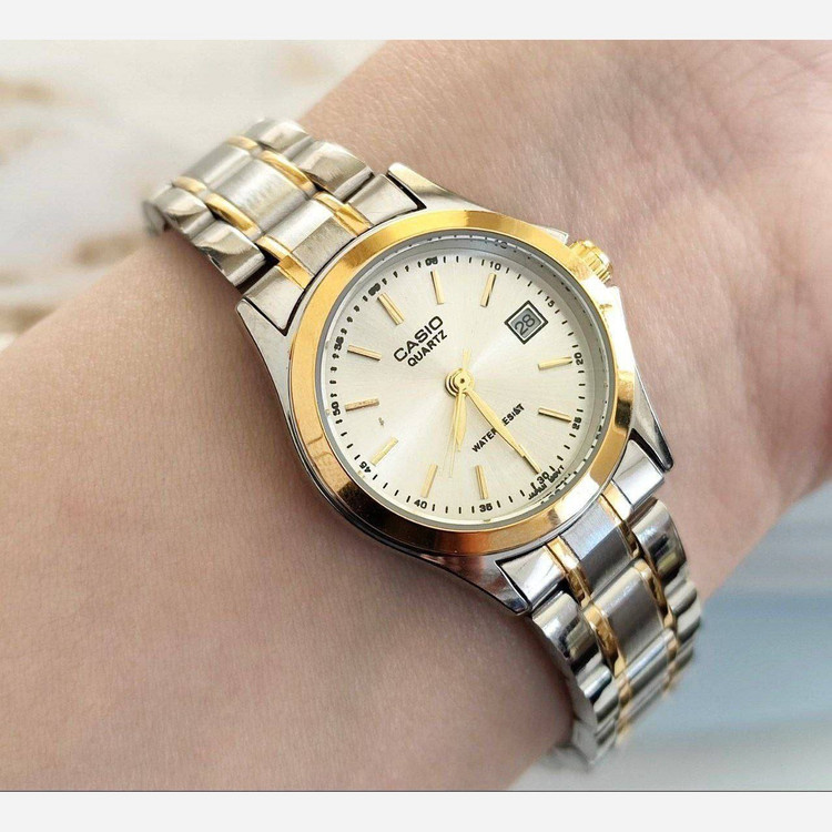ساعت زنانه تاریخدار مارک CASIO موتور ژاپن و ضد اب در 7 طرح و رنگ مختلف