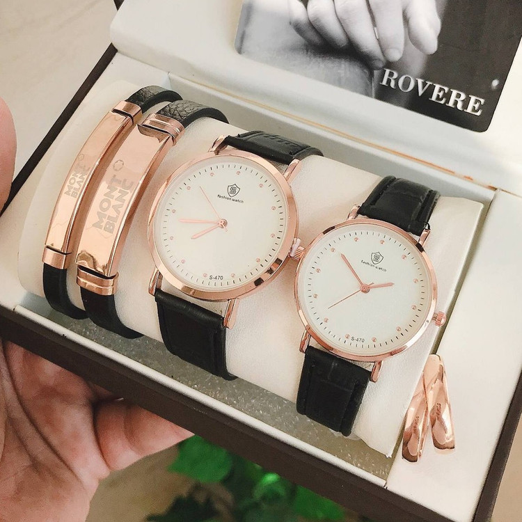 ست ساعت زنانه و مردانه با دستبند و حلقه ساعت مارکFashion watches کد 67244