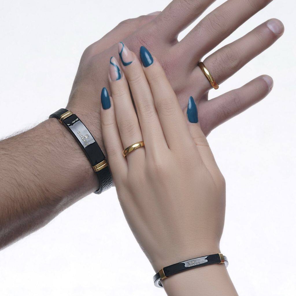 ست دستبند زنانه و مردانه با حلقه ست کد 852601