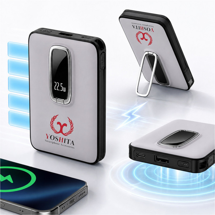 پاوربانک بی سیم 22.5 وات یوشیتا مدل YP-007 ظرفیت 10000 میلیآمپرساعت به همراه کابل usb-C