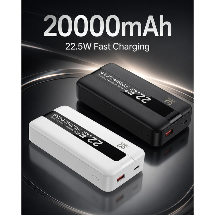 پاوربانک 22.5 وات یوشیتا مدل YP-021 ظرفیت 20000 میلیآمپرساعت به همراه سه عدد کابل USB-C/ لایتنینگ / USB-C