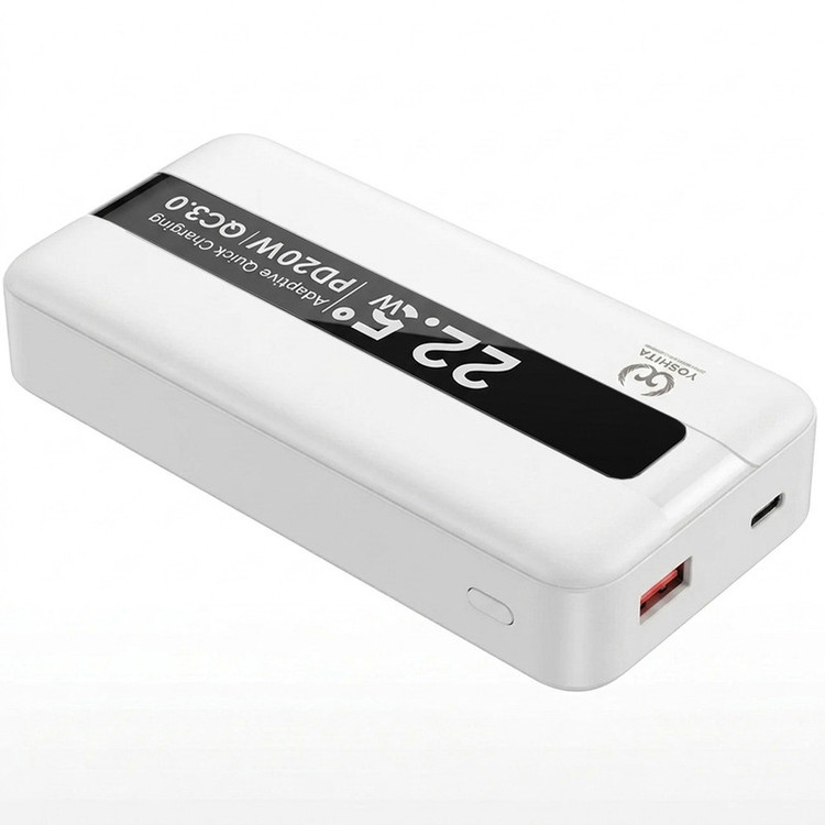 پاوربانک 22.5 وات یوشیتا مدل YP-021 ظرفیت 20000 میلیآمپرساعت به همراه سه عدد کابل USB-C/ لایتنینگ / USB-C