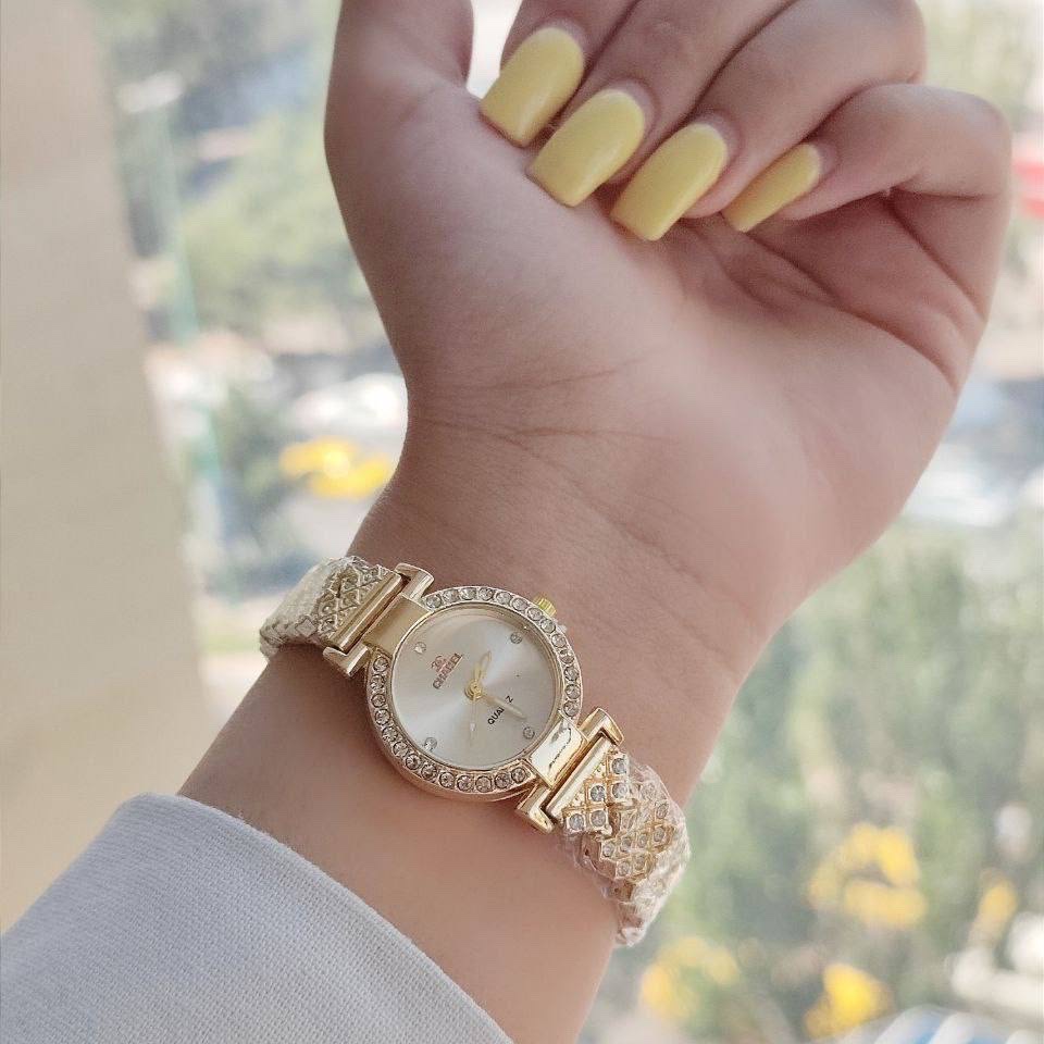 ساعت زنانه و دخترانه ظریف فول نگین مارک چنل Chanel صفحه گرد و مستطیل سفید و مشکی ارسال رایگان