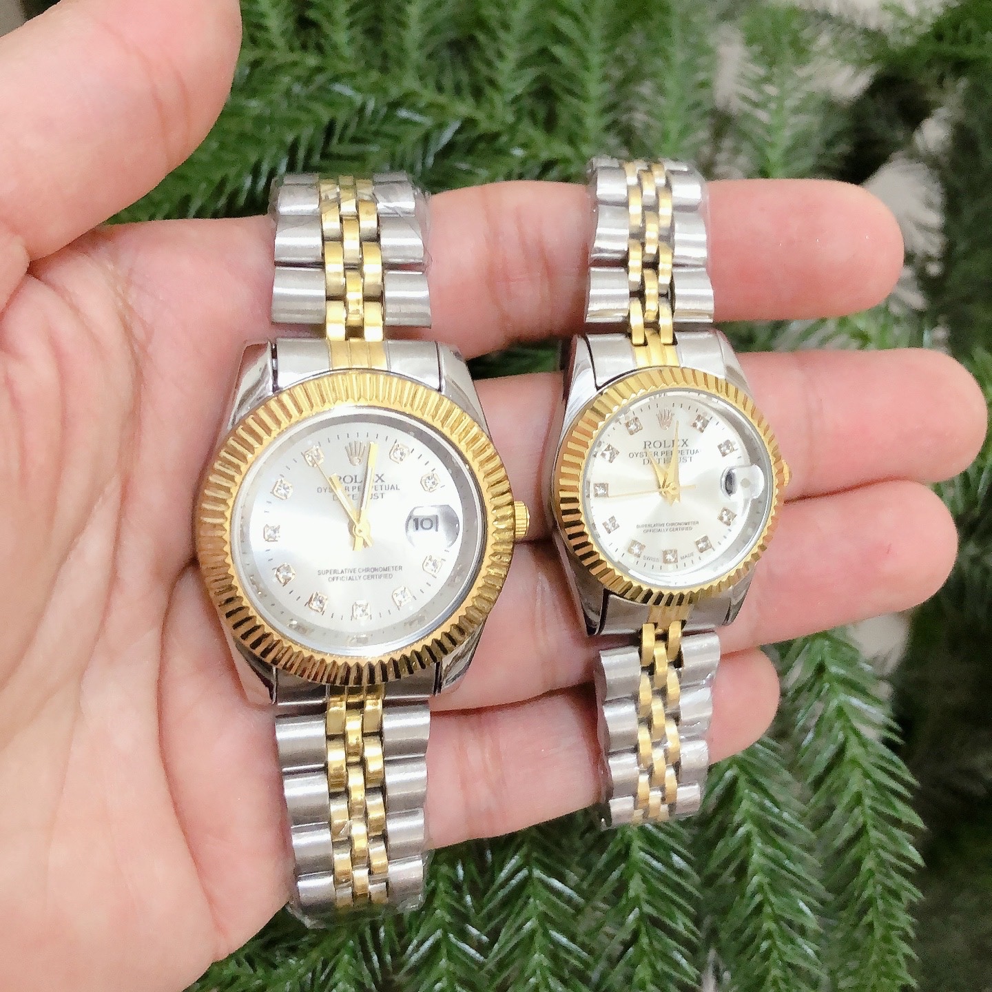 ساعت تک مردانه و زنانه استیل رولکس ROLEX درجه یک صفحه سفید مشکی و رزگلد ارسال رایگان