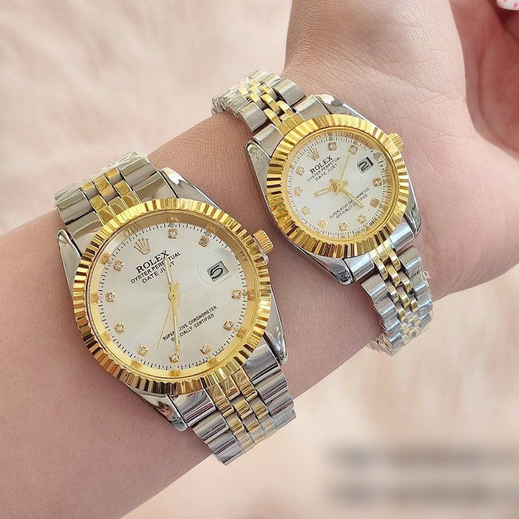 ساعت تک مردانه و زنانه استیل رولکس ROLEX صفحه سفید مشکی ارسال رایگان