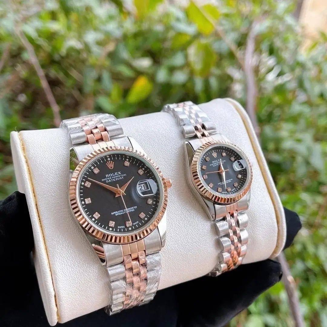 ساعت تک مردانه و زنانه استیل رولکس ROLEX صفحه سفید مشکی ارسال رایگان