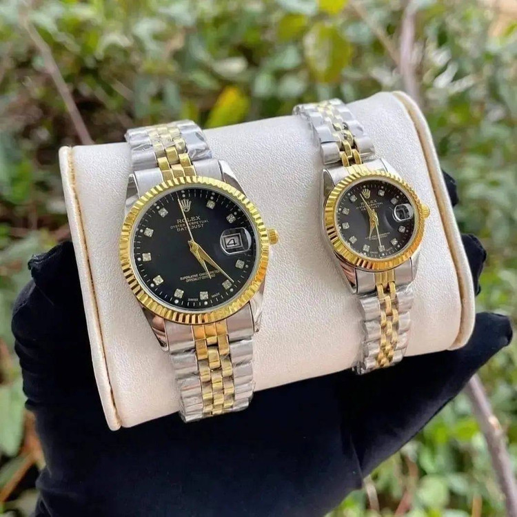 ساعت تک مردانه و زنانه استیل رولکس ROLEX صفحه سفید مشکی ارسال رایگان