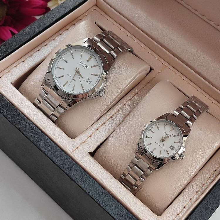 ساعت زنانه و مردانه قیمت تک کاسیو استیل تاریخ دار موتور ژاپن مارک معروف CASIO نمونه درجه یک ارسال رایگان