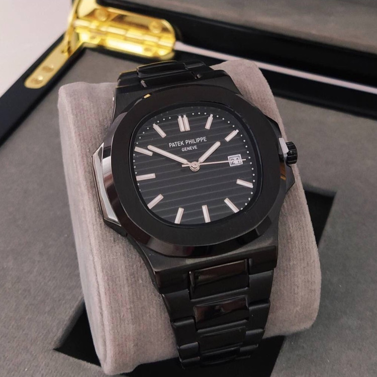 ساعت مچی مردانه هایکپی مارک فیلیپ PATEK PHILIPPE موتور ژاپن فول استیل رنگبندی مشکی و نقره ای رزگلد ارسال رایگان