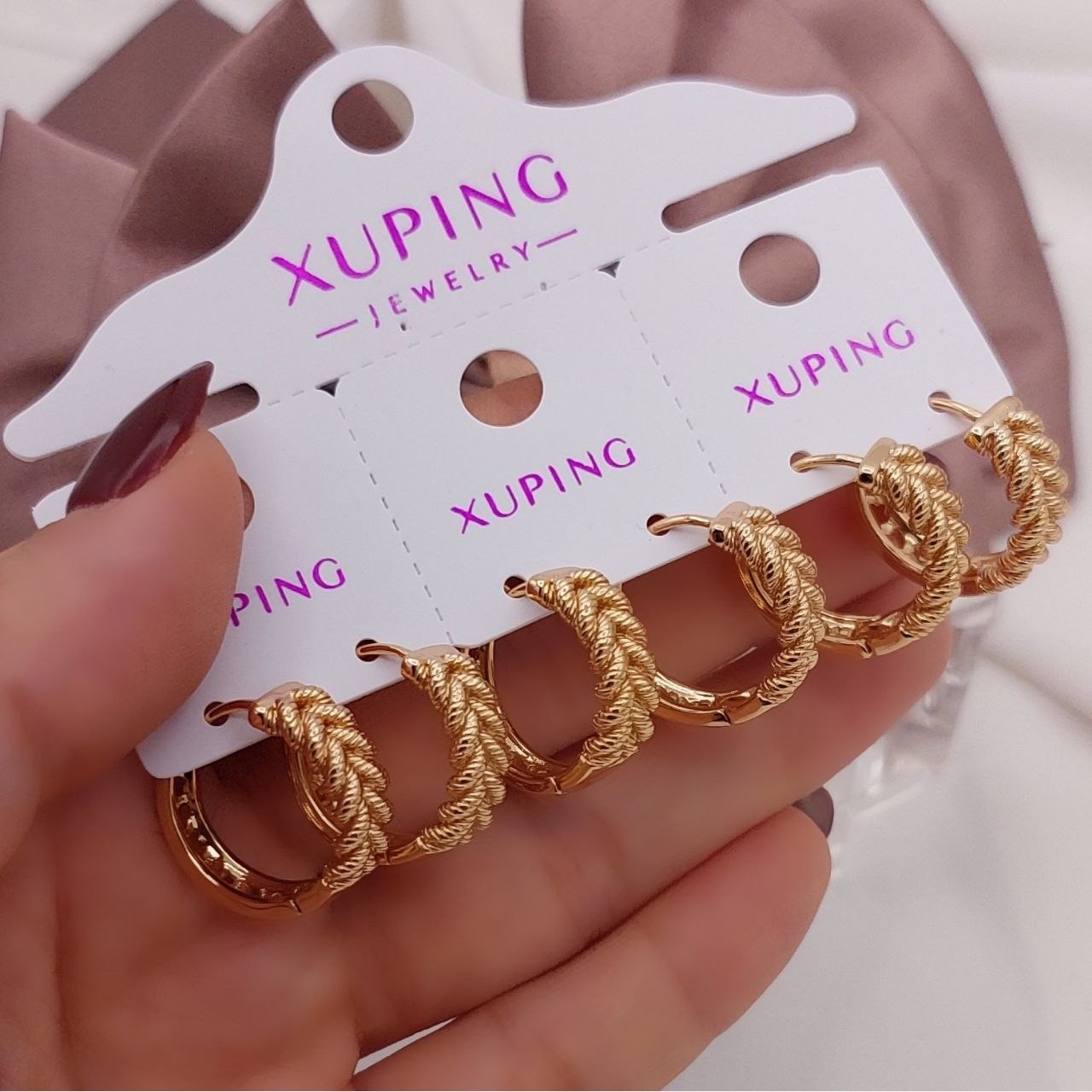 گوشواره حلقه ای ژوپینگ طرح گندم