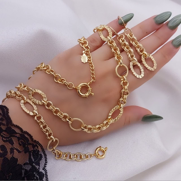 سرویس حلقه ای طرح طلا با قفل ملوانی