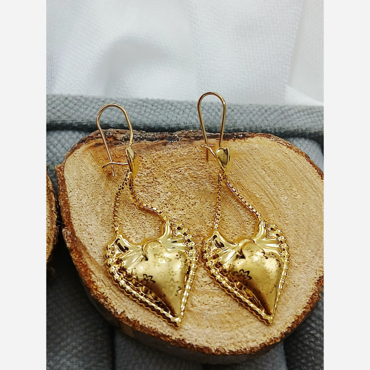 گوشواره طرح طلا قلبی خاص و شیک کپی طلا