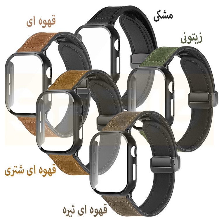 بند اسپریگ مدل Magnetic Soft Leather GLS مناسب برای اپل واچ 40mm سری 4/5/6/Se به همراه کاور