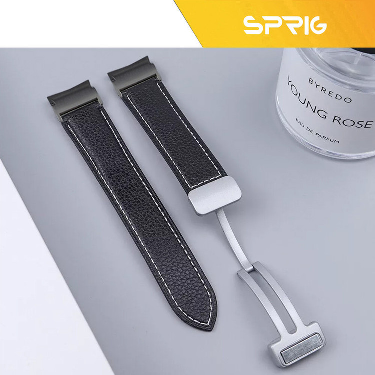بند اسپریگ مدل Leather Mag-BK ORG مناسب برای ساعت هوشمند سامسونگ Galaxy Watch 5 40mm / watch 5 44mm