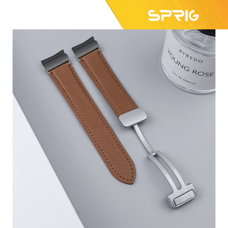 بند اسپریگ مدل Leather Mag-BK ORG مناسب برای ساعت هوشمند سامسونگ Galaxy Watch 5 40mm / watch 5 44mm