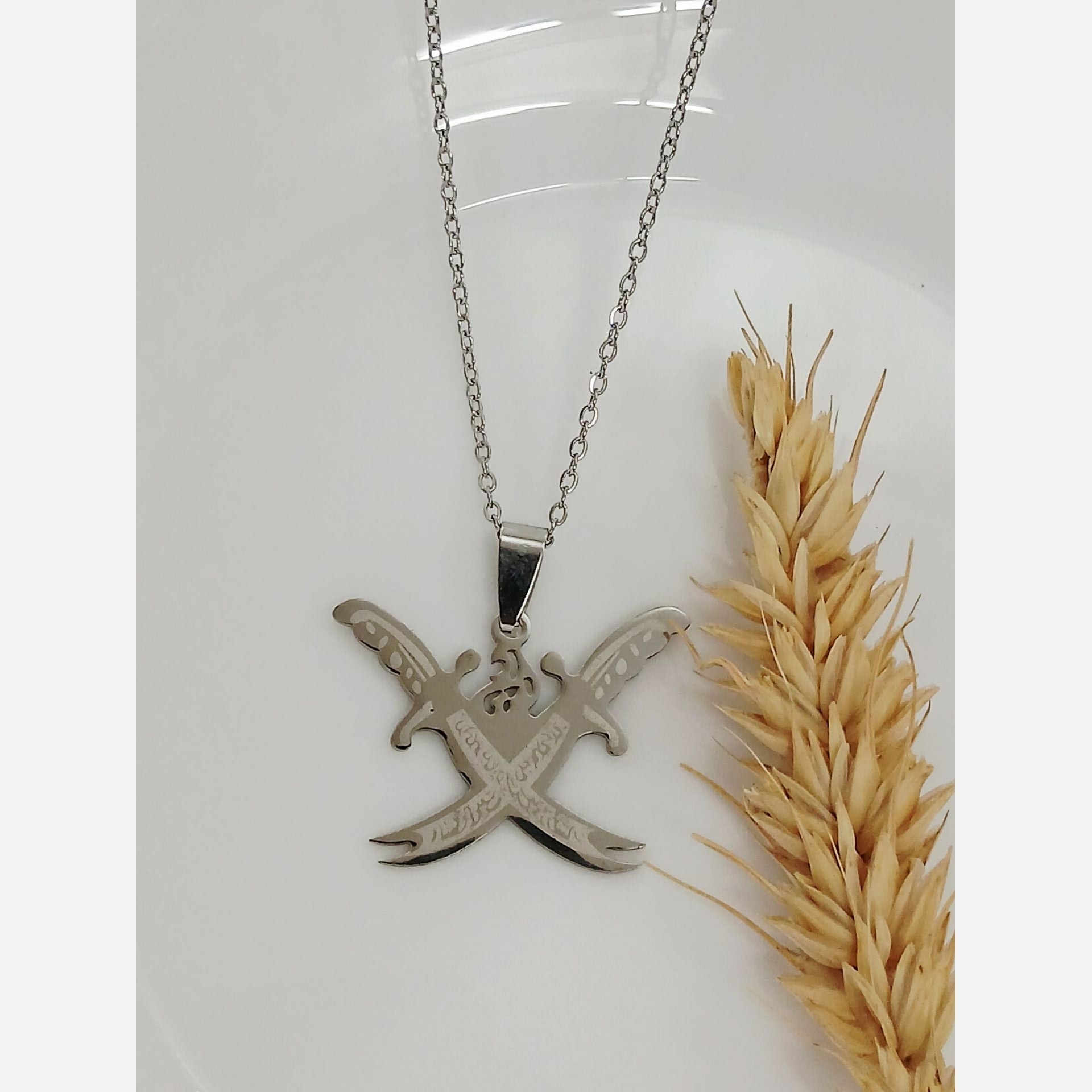 گردنبند استیل نقره ای ذوالفقار