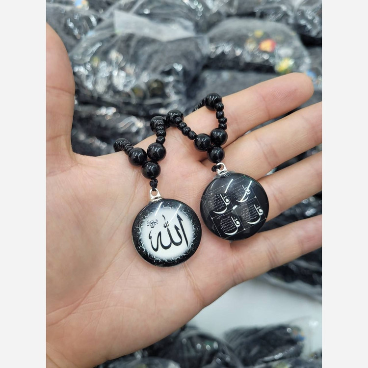 گردنبند رزین دو رو مهر ه ای