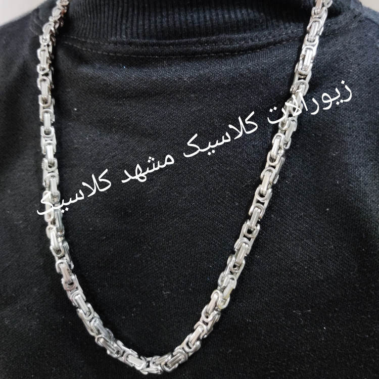 زنجیر درشت نقره ای استیل رنگ ثابت صد در صدی