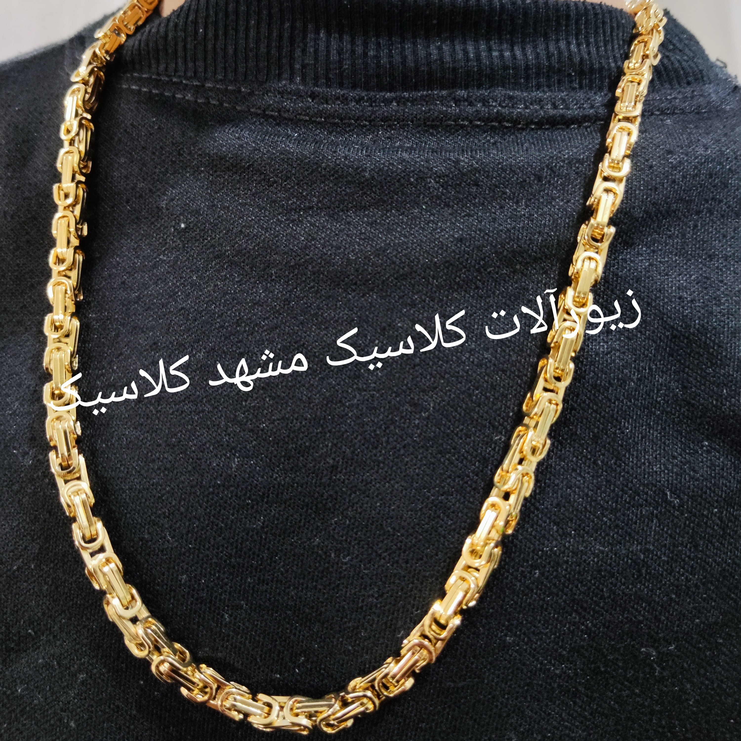 زنجیر درشت طلایی مردانه استیل بافت خاص جدید