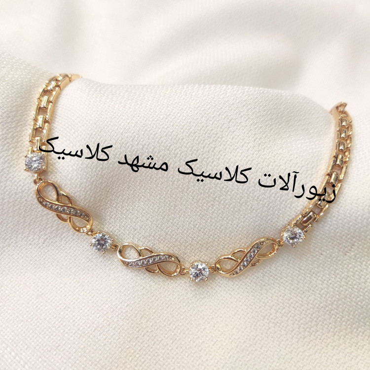 دستبند ژوپینگ طلایی نگین دار خفن و زیبا