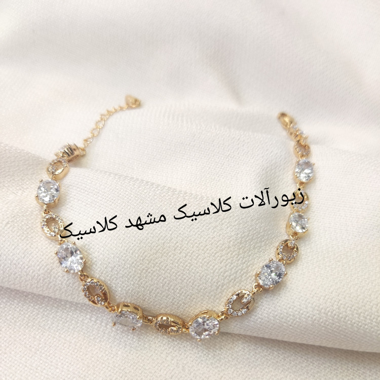 دستبند ژوپینگ طلایی نگین دار خفن اصلی